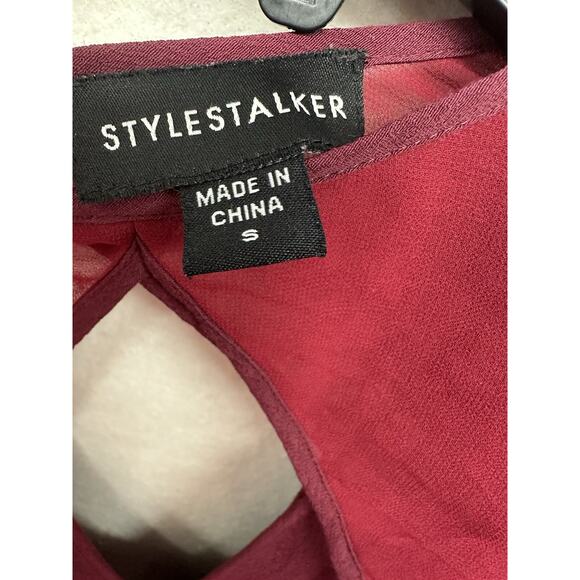 Style Stalke Womens Small Red Blouse Cut Out Poly Viscose See Through Sleeves - Picture 2 of 7